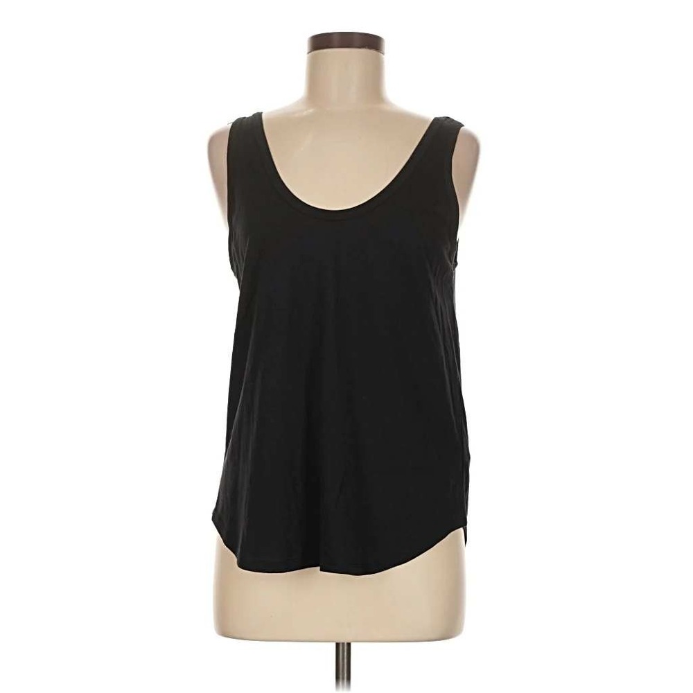 Sundry Black Slub Knit Scoop Neck Tank Top Sleeveless Minimalist Relaxed Fit sm